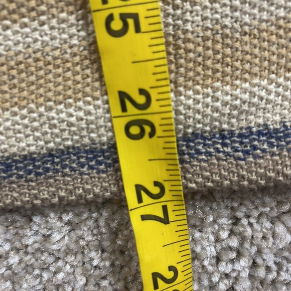 Chaps Ralph Lauren Womens Striped Sweater M Bell Sleeve Tan Beige Blue Southwest - Picture 5 of 7